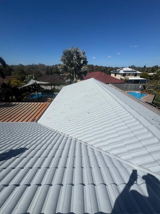 A light grey metal roof after restoration