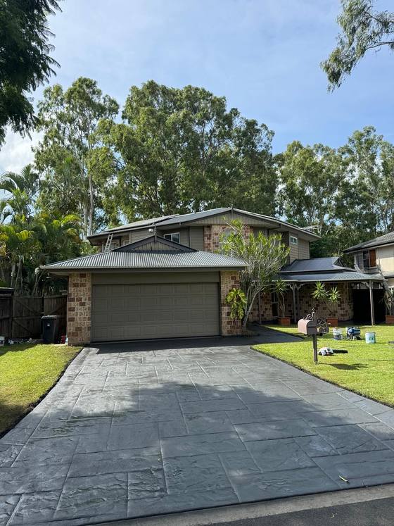 A driveway after cleaning and recoating